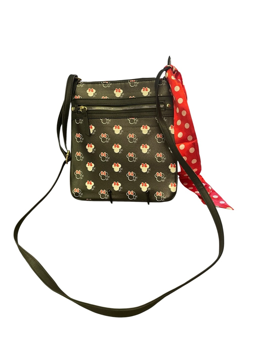 Minnie Mouse Crossbody Bag with Red Polka Dot Scarf
